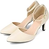 [メヌエ] セパレート ポインテッドトゥ ハイヒール アンクルストラップ パンプス レディース[7.5cmヒール]