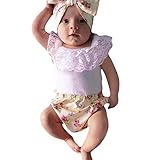 PER ベビー服 ベビー 上下セット　ベスト キッズ　　ベスト＆パンツ＆ヘッドバンド 袖なし 柔らかい　レース 可愛い　女の子 （6～24ヶ月）