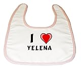 Baby Bib with I Love Yelena (first name/surname/nickname) by Shopzeus