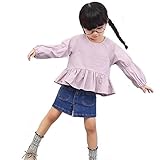 Pojour 春 0-5歳女の子向き 無地ブラウス 子供かわいいシャツ ピンク(110cm)