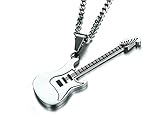 [ティンティンローズ]TingTing Rose メンズアクセサリー ステンレス ギター ペンダント ネックレス チェーン シルバー 音楽