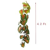 鳥FIY 4.2-ft人工Money Plant Fake Hanging Vine Plant Leaves Garlandホームガーデン壁装飾 – レッド