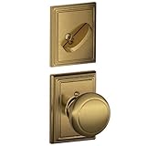 Schlage Lock Company F59AND609ADD Antique Brass Andover Interior Pack Knob Set with Single Cylinder 