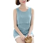 (コニーコニー) ConeyConey マタニティ タンクトップ キャミソール 授乳 服 モダール 素材 インナー (グリーン系ブルー)