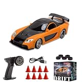 XeleMush 1/43スケールミニRCドリフトカー、2.4G 4WD 15KM/Hフルプロポーショナルミニ電動RCレーシングカーモデルLEDライト付き-RTR。