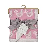 Living Textiles Muslin Jacquard Blanket, Pink Bird by Living Textiles