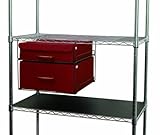 ルミナス ポール径25mm用パーツ 収納性アップパーツ 【ストレージボックス】スチールラック奥行46cm用 ウッドハンドル吊下げボックス2段幅42cm(レッド) 幅42×奥行46.5×高さ34.5cm MAH2-42RE