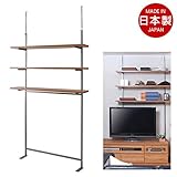 壁面突っ張り収納ラック　幅120cm　3段タイプ　ナチュラル色