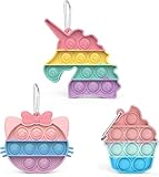 プッシュポップ バブル キーホルダー セット 小さい アイス ミニ ユニコーン ねこ ミッフィー可愛い かわいい スクイーズ玩具 ストレス解消グッズ インテリジェンス発展 知育おもちゃ そわそわおもちゃ 自閉症特別支援 子供 大人兼用 カラフル プレゼント (ユニコーン,猫,アイスクリーム)