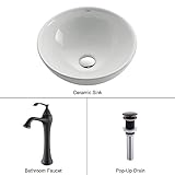 Kraus C-KCV-141-15000ORB White Round Ceramic Sink and Ventus Faucet Oil Rubbed Bronze [並行輸入品]