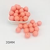 Mamimami Home シリコーン製 安全歯固め ビーズ 20MM 授乳看護用 ネックレス おしゃぶりチェーン 幼児 噛がため玩具 新生児贈り物 DIY用 円形 アクセサリー 17色選択可能 50
