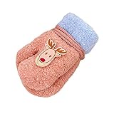 Zilimotgly 子供用手袋 クリスマスシカ グローブ かわいい ベビー用 ミトン型 厚手 3-6歳 小学生 おでかけ 通園 通学 お出かけ グローブ キッズニット手袋 保温 防寒対策 男女兼用 