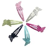 (ビグッド)Bigood かわいい ベビー 女の子 キッズ パッチン ヘアピン 6点セット ヘアクリップ 髪留め 髪飾り ヘアアクセサリー（蝶）