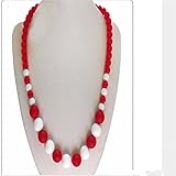 Xbes Silicone Baby Teething Necklace for Mom WearInfant Teething toysTeething Relief(Red) [並行輸入品]