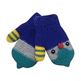 Tonsee キッズ 手袋 子供用 可愛い グローブ 保温 防寒 女の子 男の子 ミトン 冬用 通学 お出かけ用 (ダークブルー)