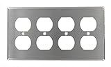 Leviton 84041-40 4-Gang Duplex Device Receptacle and Wallplate, Device Mount, 302 Stainless Steel, S