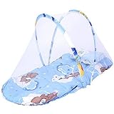 Ajusen 折りたたみ式 ベビー用蚊帳 旅行 持ち運び 簡単 蚊ムカデなどの虫よけ対策 アウトドア キャンプ にも お昼寝 ベッド 布団 赤ちゃん 幼児 寝具 (ブルー)