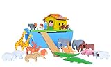 Wooden Noah's Ark Including 24 Chunky Animals by SRI Toys