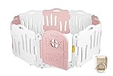 良いベビールーム、セルフプレーが赤ちゃんフェンス、安全ガードベビー接続し、拡張可能な、安全扉セット8P（並行輸入品） (pink&white)