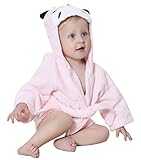 C-Princess ベビー バスローブ バスタオル パジャマ ポンチョ マント フード付き 動物柄 可愛い 綿 キッズ 子供 赤ちゃん お風呂上がり ルームウェア ピンク乳牛