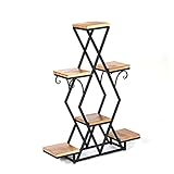 高い103 Cmソリッドウッドマルチライザーフラワーラックレトロメタルフラワーラック多機能ストレージシェルフアイアンアートマルチレイヤフラワーラック室内と屋外フラワースタンドリビングルームフロアフラワ