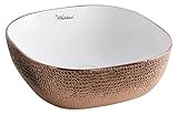Whitehausコレクションwh71301-f23 Isabella Plusコレクション正方形上マウントBasin withエンボス加工の外部、滑らかな内部、とセンターDrain、ホワイト/ローズ