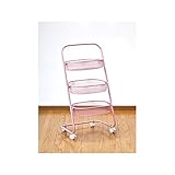 TBM-9916PK　メッシュ式ワゴン3段 キャスター付　ピンク