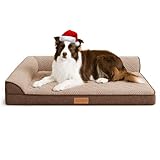 Jolifield 犬 ベッド 冬 ペット Lデザイン 暖かい 犬用ベッド 柔らか ペットベッド 小型犬 中型犬 猫 クッション 枕付き 防水 洗える 取り外せるカバー 滑り止め 通気性 高反発 76cm*51cm ブラウン