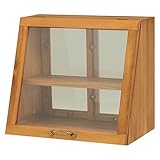 台所 カウンター 収納 木製 キッチン カウンター上ガラスケース MUD-6066NA ナチュラル