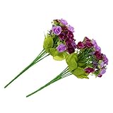 SODIAL(R) 2ｘ40人工ローズ花の花束　紫　若い花嫁のため