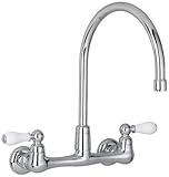 American Standard 7293.252.002 Heritage Wall-Mount Gooseneck Kitchen Faucet with Porcelain Lever Han