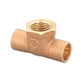Everflow Supplies ccft0012-nl C X C X F鉛フリーキャスト真鍮T型継手withはんだカップとメスねじブランチ、1 / 2 "