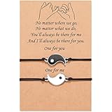 Best Friend Bracelets for 2 Matching Yin Yang Adjustable Cord Bracelet for Couple Family Friendship Relationship Boyfriend Gi