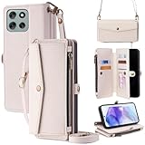 For MOTO G66J 5G/G66Y 5G ケース 財布型 For モトローラg66j/g66y 5g 手帳型 ショルダー ストラップ長+短2本 5枚カード収納 1枚の写真収納スタンド機能 1枚の現金収納 1つのジッパーポケット 防落・防コケ・防ひび PUレザー プレゼント COCOCLOUD オフホワイト