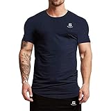 Samy トレーニングウェア メンズ Tシャツ ストレッチ 半袖 スポーツ シャツ 筋トレ フィットネス DX516 ネイビー XL