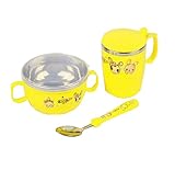 赤ちゃんの家庭料理のセット黄色のボウルカップスプーン