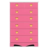 アルファタカバ ディズニー家具ハイチェスト75-6ポップミッキー(ピンク)取っ手イエロー