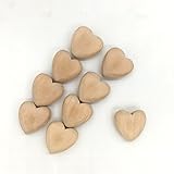 Amyster 20PCS Unfinished Wood Hearts with Holes Natural Wooden Heart Drops 2.0cm(0.8") Heart Pendant