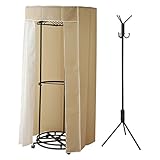 山善(YAMAZEN) 回転ハンガーラック(直径102cm) カバー付き キャスター付き ポールハンガー(1本)・プラスチックハンガー(6本)付き ベージュ YDH-1100(BE)