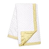 White Minky Dot Baby Blanket, Reverses to Yellow/Gold Satin, by The Peanut Shell by The Peanut Shell