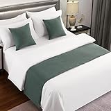 AMBERISベッドランナー、ホームホテル用イミテーションリネン装飾ベッドスカーフ(Bed Scarf for Home Hotel)