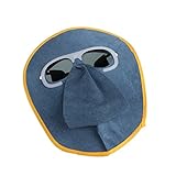 B Blesiya 溶接ヘルメット　絶縁　安全　保護用品　高品質牛革材質　冬夏兼用　23x22cm　全3色 - 灰色メガネ