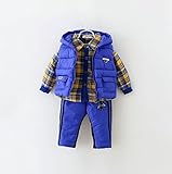 【ノーブランド品】 ベビー服 ベスト・シャツ・パンツ ブルー 3点セット (66cm) [並行輸入品]