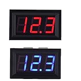 F Fityle DC 5-120V デジタル電圧計　2線式　2個セット　パネル メーター　0.56 ''　青+赤