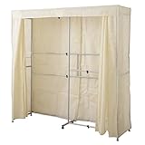 山善(YAMAZEN) カバー付 ハンガーラック(幅121-200) アイボリー CWTH-200(IV)