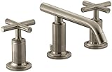 KOHLER K-14410-3-BV Purist Widespread Bathroom Sink Faucet with Low Cross Handles and Low Spout, Vib
