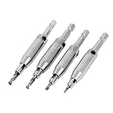 uxcell ドリルビット　セルフセンタリングヒンジ　ネジ穴あけ　ホールソー　六角　4本セット　シルバー