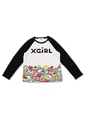 (エックスガール ステージス) X-girl Stages ﾛｺﾞ＆ｽｲｰﾂ 長袖ﾍﾞｰｽﾎﾞｰﾙTｼｬﾂ 120cm ブラック