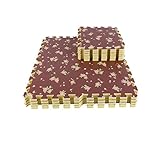 16個の防水児用泡マットベビー泡パズル遊び用マット、褐色の花