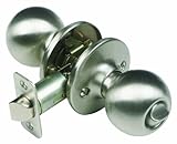 Design House 741843 Ball Indoor 2-Way Latch Privacy Door Knob, Adjustable Backset, Satin Nickel Fini